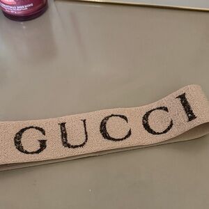 Gucci Tan Headband with Black Logo